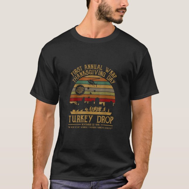 Funny Turkey TeeThanksgiving Wkrp Turkey Drop T-Shirt (Front)