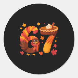 Funny Turkey Thanksgiving 67 Meme Six Seven Classic Round Sticker