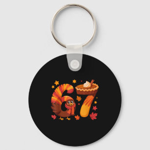 Funny Turkey Thanksgiving 67 Meme Six Seven Keychain
