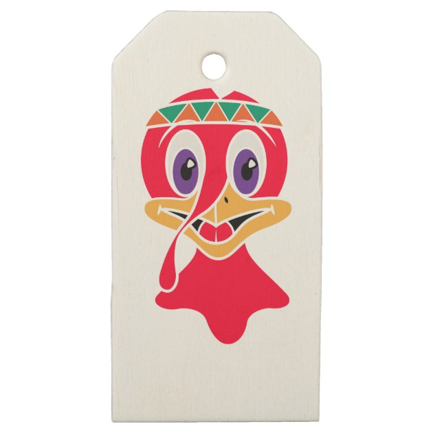 Funny Turkey Thanksgiving Day Wooden Gift Tags