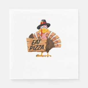 Funny Turkey Thanksgiving Eat Pizza Vegan Pilgrim  Napkins