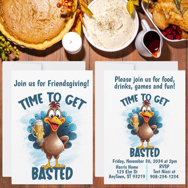 Funny Turkey Thanksgiving or Friendsgiving Invitation (Creator Uploaded)