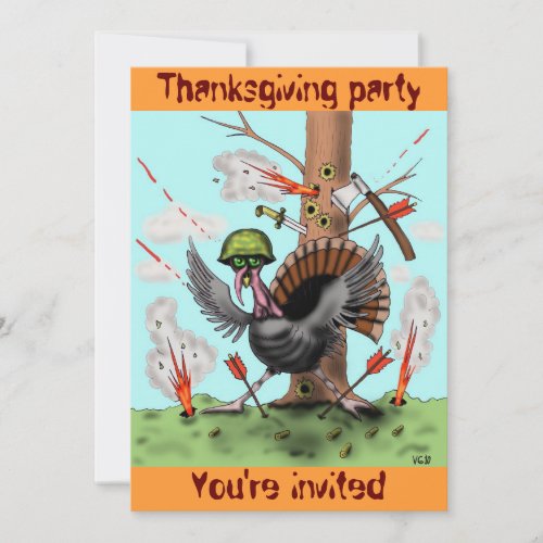 Funny turkey Thanksgiving party invitation card