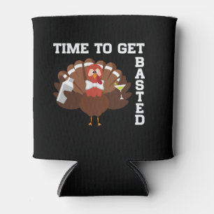 Funny Turkey Time To Get Basted Thanksgiving Can Cooler