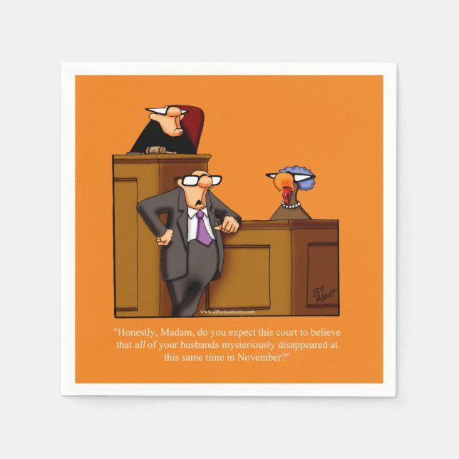Funny Turkey Trial Thanksgiving Humor Napkins (Front)