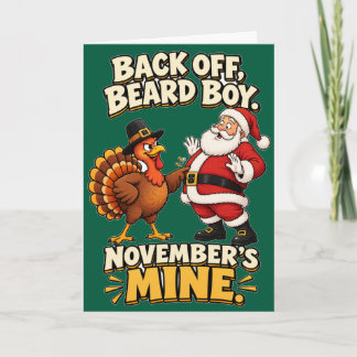 Funny Turkey vs Santa Thanksgiving November Humor Card