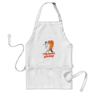 Funny Turkey with Thanksgiving Typography Adult Apron