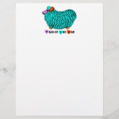 Funny Turqiose Ram Chinese Year Zodiac Letterhead (Front)