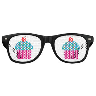 Funny Turquoise and Pink Cupcake w/ Cherry Novelty Retro Sunglasses