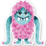 Funny Turquoise and Pink Monster with Big Arms Sticker
