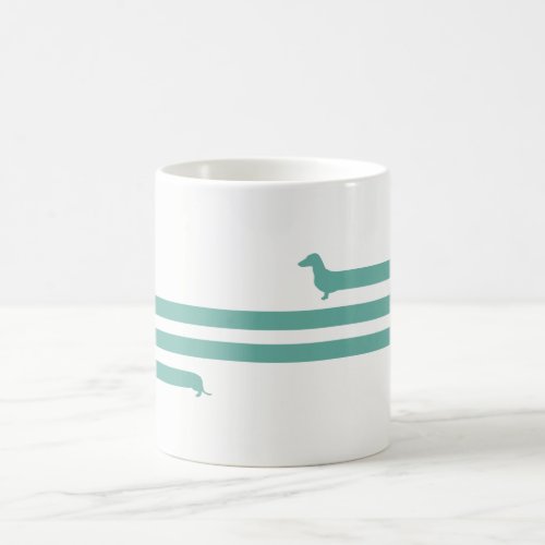 Funny turquoise dachshund mug blue
