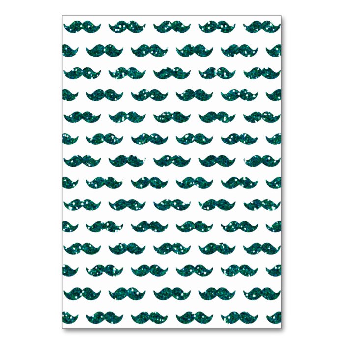 Funny Turquoise Glitter Mustache Pattern Printed Table Card