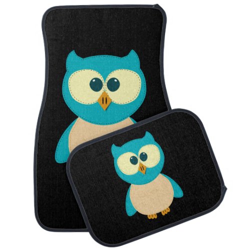 Funny Turquoise Owl Car Mat