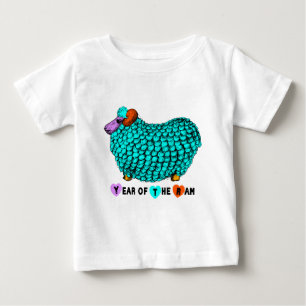 Funny Turquoise Ram Chinese New Year Zodiac Baby T Baby T-Shirt