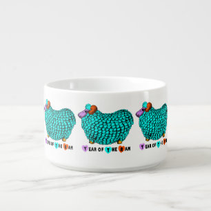 Funny Turquoise Ram Chinese Year Zodiac Chili Bowl