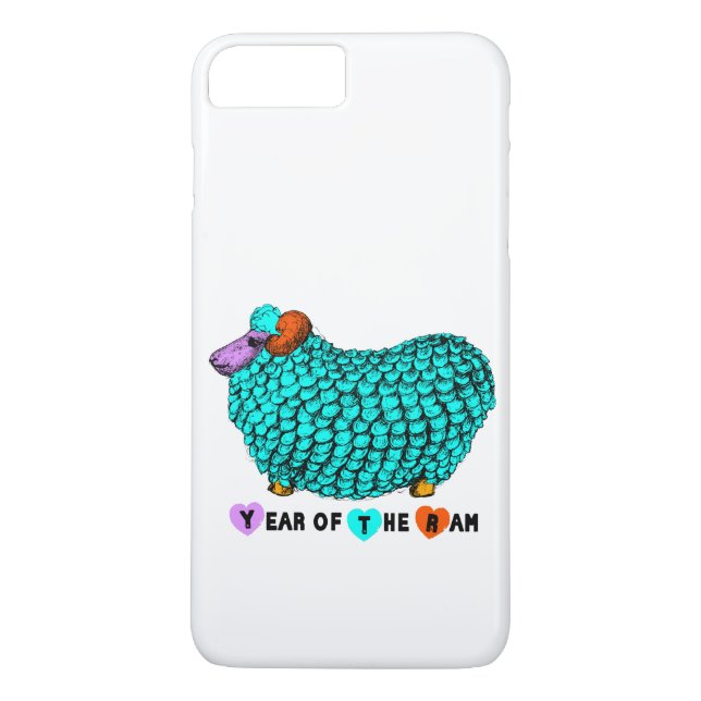 Funny Turquoise Ram Chinese Year Zodiac iPhone Case-Mate iPhone Case (Back)