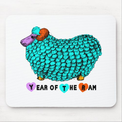 Funny Turquoise Ram Chinese Year Zodiac Mousepad