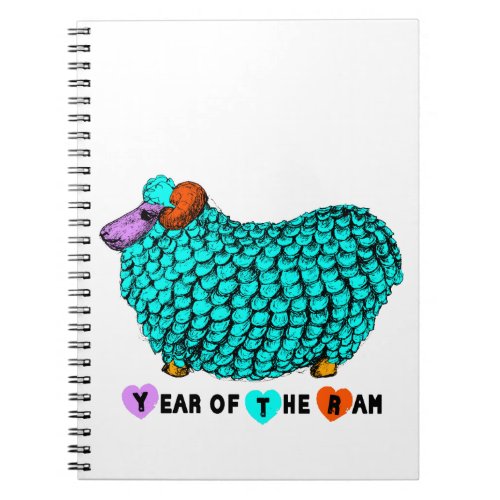 Funny Turquoise Ram Chinese Year Zodiac Notebook