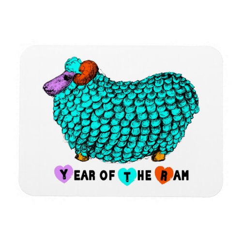 Funny Turquoise Ram Chinese Year Zodiac P Magnet