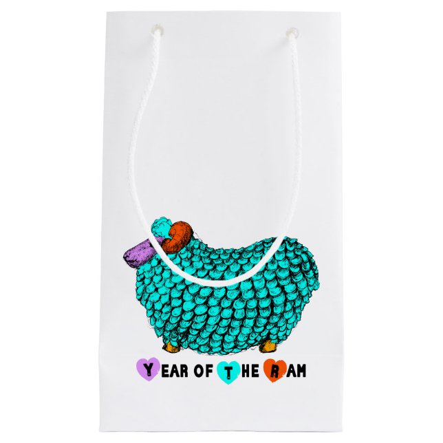 Funny Turquoise Ram Chinese Year Zodiac S Gift Bag (Front)