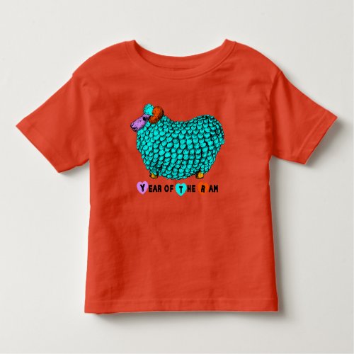 Funny Turquoise Ram Chinese Year Zodiac Toddler T Toddler T_shirt