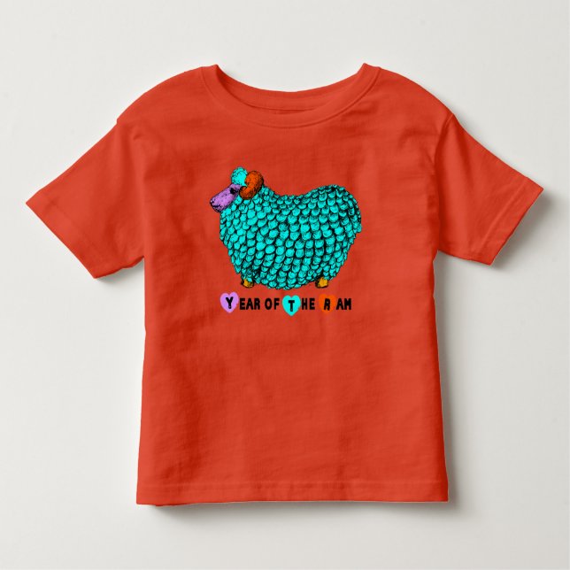 Funny Turquoise Ram Chinese Year Zodiac Toddler T Toddler T-shirt (Front)
