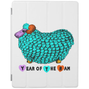 Funny Turquoise Year of the Ram Sheep iPad Cover