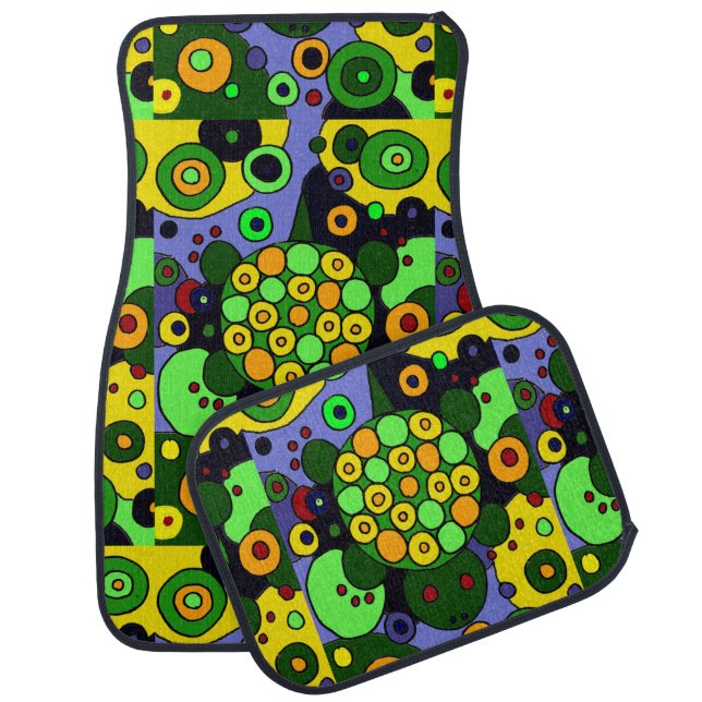 Funny Turtle Art Abstract Car Mat (Set)