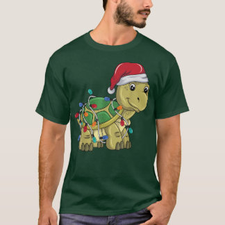 Funny Turtle Christmas Lights Christmas Turtle San T-Shirt