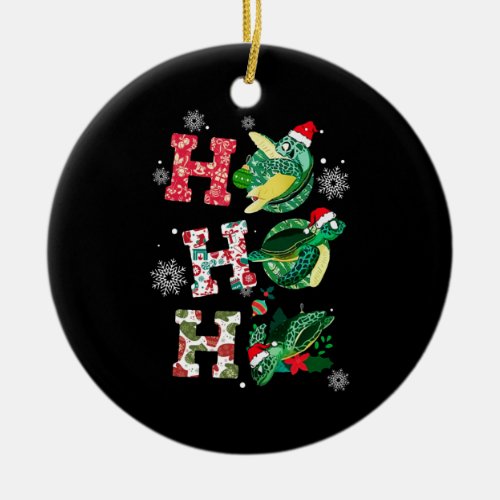 Funny Turtle Christmas Lovers Ceramic Ornament