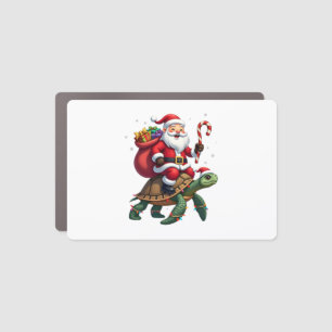 Funny Turtle Christmas Santa Riding Sea Turtle Xma Car Magnet