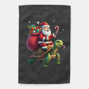 Funny Turtle Christmas Santa Riding Sea Turtle Xma Garden Flag