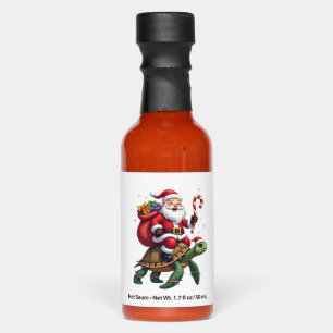 Funny Turtle Christmas Santa Riding Sea Turtle Xma Hot Sauces