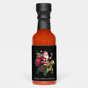 Funny Turtle Christmas Santa Riding Sea Turtle Xma Hot Sauces