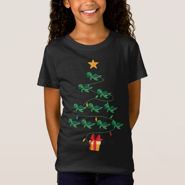 Funny Turtle Christmas Tree Xmas Turtles Tree Sant T-Shirt (Front)
