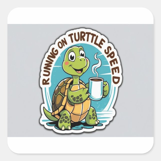 Funny Turtle Coffee Sticker (Front)