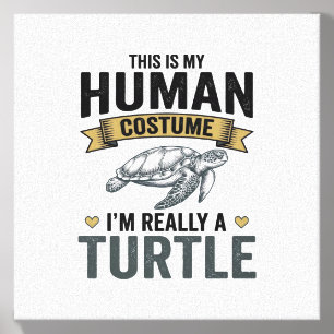 Funny Turtle Costume Vintage Engraving Design_1 Canvas Photo Tile