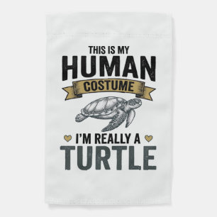 Funny Turtle Costume Vintage Engraving Design_1 Garden Flag