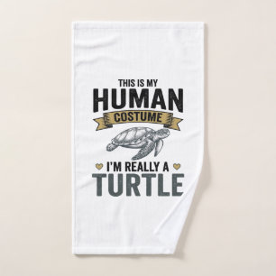 Funny Turtle Costume Vintage Engraving Design_1 Hand Towel