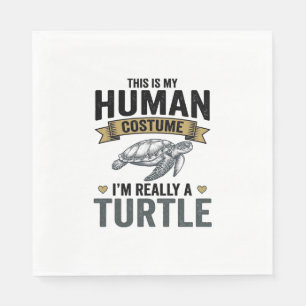 Funny Turtle Costume Vintage Engraving Design_1 Napkins