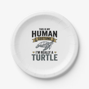 Funny Turtle Costume Vintage Engraving Design_1 Paper Plates