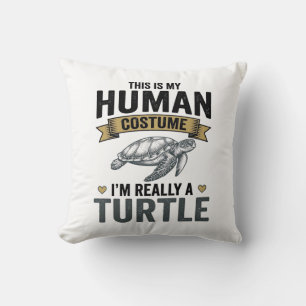 Funny Turtle Costume Vintage Engraving Design_1 Throw Pillow