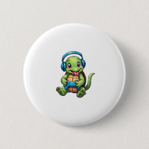 Funny Turtle Gamer Gaming Turtles Video Game (1) Button