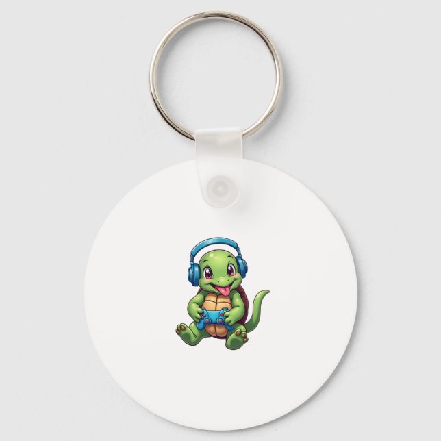 Funny Turtle Gamer Gaming Turtles Video Game (1) Keychain (Front)