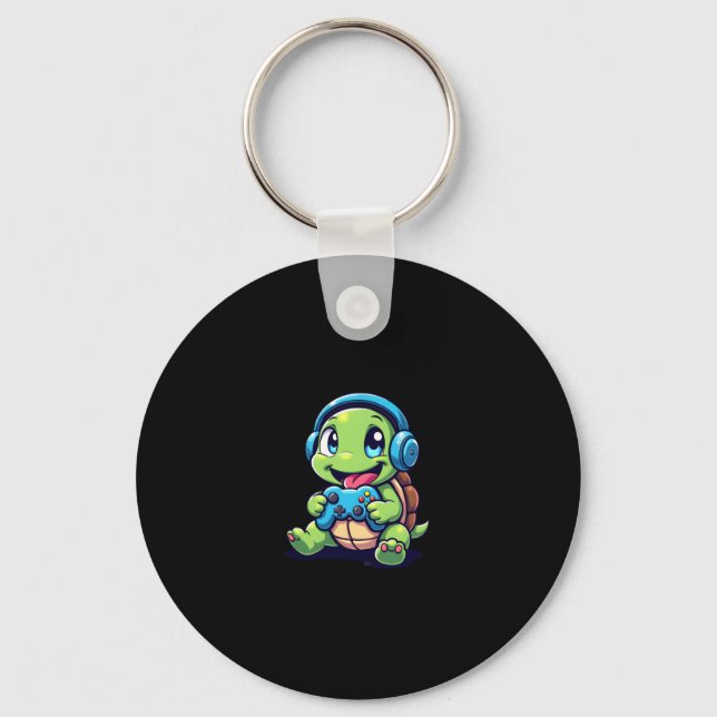 Funny Turtle Gamer Gaming Turtles Video Game (1) Keychain (Front)