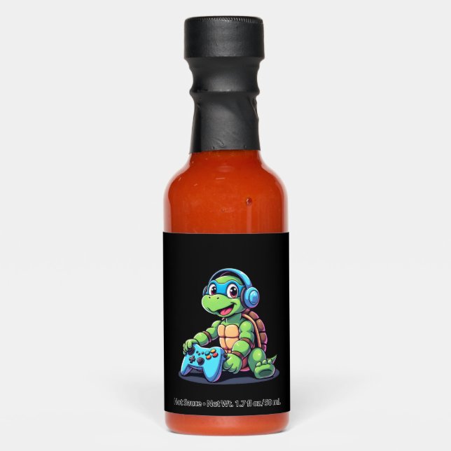 Funny Turtle Gamer Gaming Turtles Video Game (2) Hot Sauces (Front)