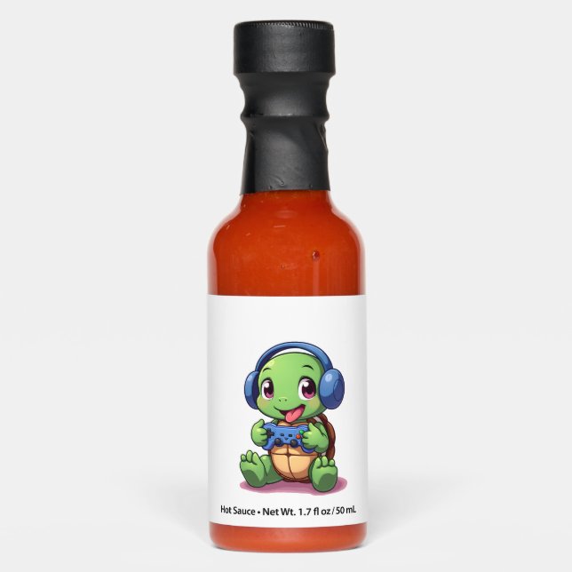 Funny Turtle Gamer Gaming Turtles Video Game (2) Hot Sauces (Front)