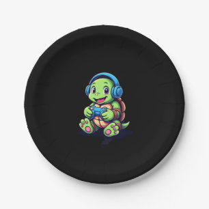 Funny Turtle Gamer Gaming Turtles Video Game (3) Paper Plates
