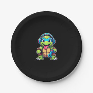 Funny Turtle Gamer Gaming Turtles Video Game (4) Paper Plates