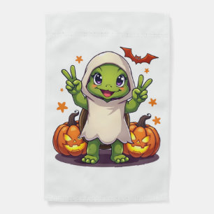 Funny Turtle Ghost Pumpkin Boo Halloween Kids Mens Garden Flag